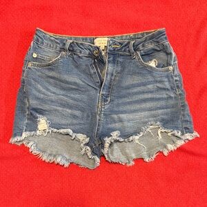 Love Tree Blue Frayed Jean Shorts